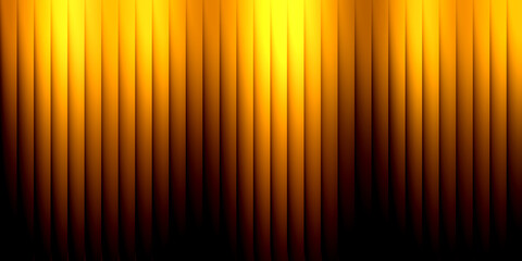 Abstract golden ripple distortion background with warm yellow orange gradient flowing waves and luxury modern illumination vertical lines for futuristic design, digital art and backdrop