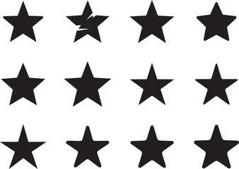 Obraz premium Silhouette of black stars on white background starburst shapes outline icons