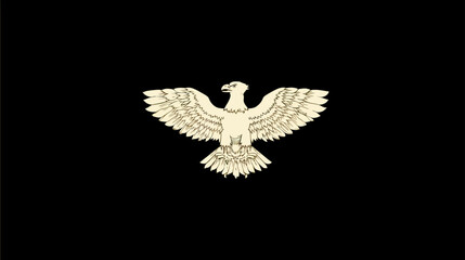 Stylized cream-colored eagle with majestic spread wings against a black background, representing strength, freedom, and power as an emblem