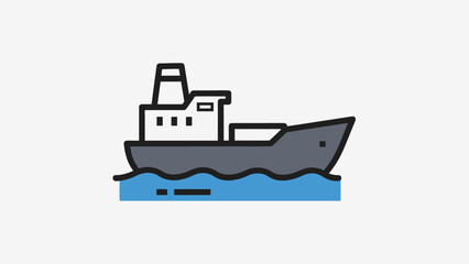 Obraz premium Large cargo ship sailing on water.