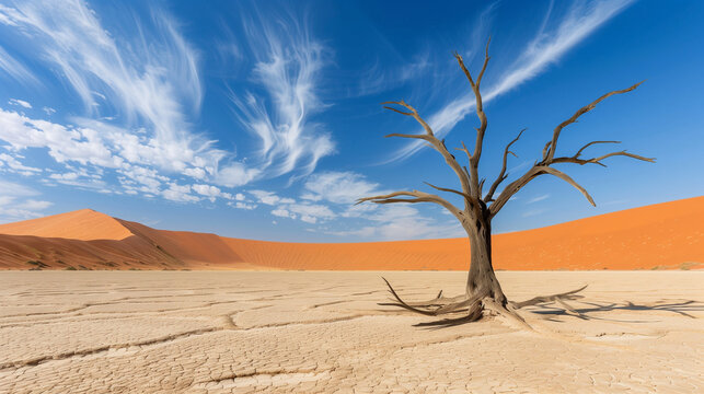 Tree skeletons  Deadvlei  Namibia. A lonely tree skeleton at Deadvlei near Sossusvlei  Namibia 