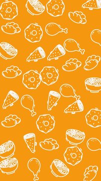 Plain orange pattern Quirky design with donuts, ramen, chicken, and ice cream in subtle orange pattern. Perfect for foodrelated projects and merchandise.