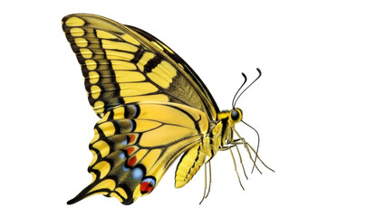 Isolated swallowtail butterfly with yellow wings, black patterns, delicate antennae, legs © Isolde