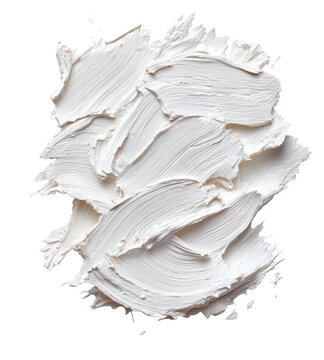 Abstract, creamy, white paint strokes.  A textured,  whitish substance, like frosting or  cream, is  applied with broad,  sweeping strokes