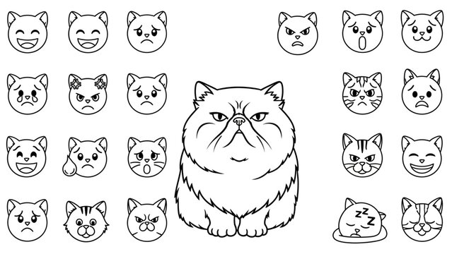 Cat with multiple facial expressions.
