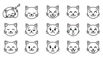 Fototapeta premium Collection of cartoon wolf emoticon faces 1.