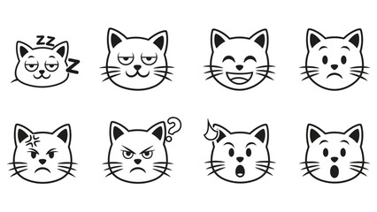Fototapeta premium Collection of cat face emoticons 3.