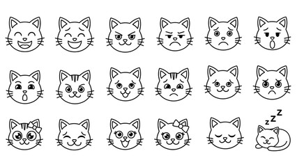 Fototapeta premium Collection of cat face emoticons 5.