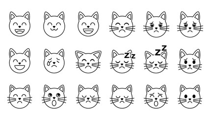 Fototapeta premium Collection of cat face emoticons 10.