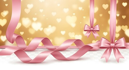Elegant pink ribbons and bows