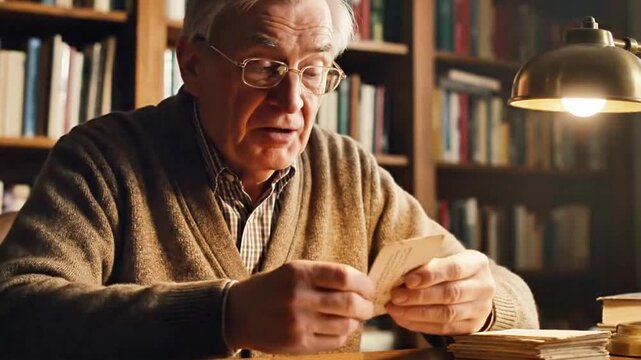 Person learning a new language using flashcards.