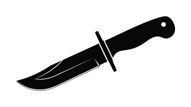 a simple black and white illustration of a hunting knife silhouette