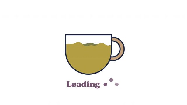 Modern coffee loading bar animation with liquid fill and progress percentage. Glass mug design, looping 4K footage, alpha channel, ideal for UI and web.