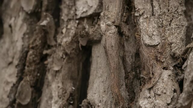 Twitching moth with eye-spot wings and feathery antennae pushing off vertical bark, leaving crevice