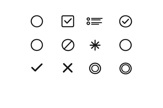 Form Selection Icons. Form selection controls. Line outline icon set of Form selection controls: single choice