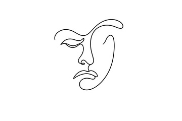 Obraz premium Abstract feeling visage. Minimalistic one-line drawing emotional face expression emphasizing inner emotions