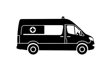 Fototapeta premium Black Silhouette of an Ambulance