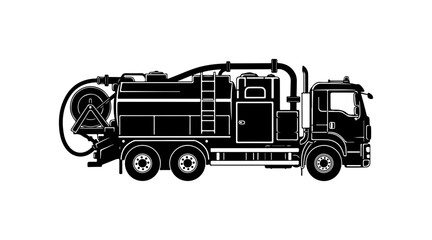 Fototapeta premium Black Silhouette of a Service Truck