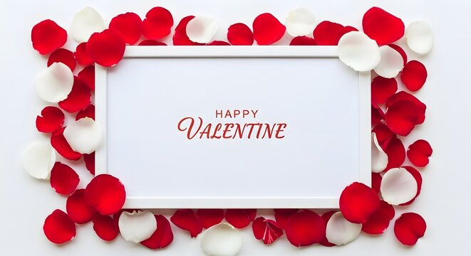 Happy valentine's day card with rose petals