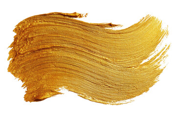 Swirling gold paint stroke on black background