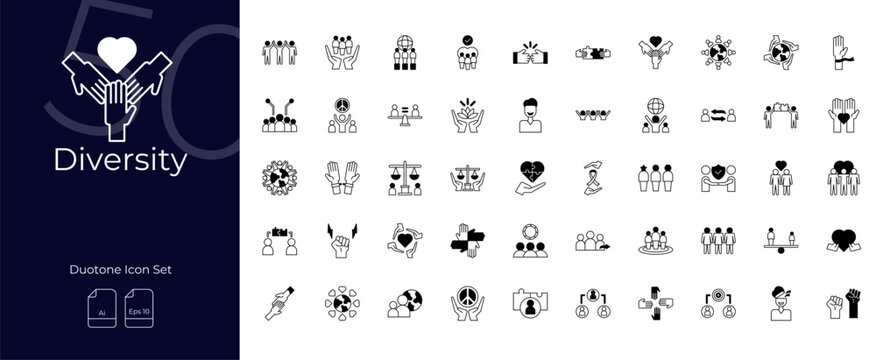 Diversity Duotone Editable Icons set