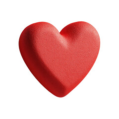 3D rendered vibrant red heart, textured surface