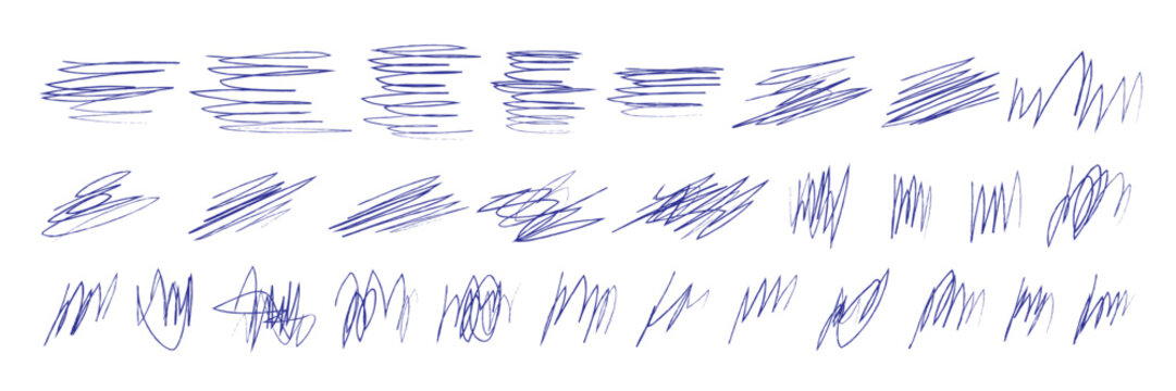 Messy pen scratch Ballpen zigzag squiggles grunge lines and circles Freehand chaotic squiggles Abstract scribble marker drawings Sketchy shapes