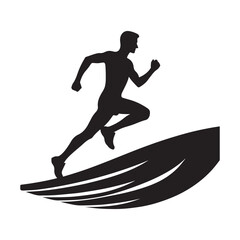 Trail runner on hill vector silhouette clip art logo design illustration icon collection.