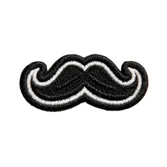 Black and white embroidered mustache patch
