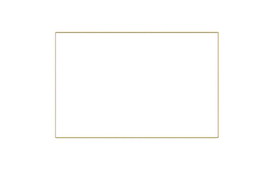 Golden thin rectangular frame creating an elegant luxurious border with glowing metallic effect, isolated over a transparent background