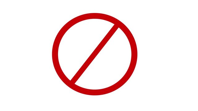 Animated Smoking is banded icon. Don't smoking text with banded symbol. Smoking banned warning icon animation with text. 4k footage.