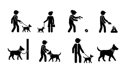 People walking dogs on leashes outside.