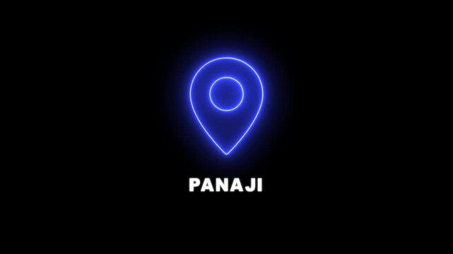 Interactive Panaji City or Country Map Navigation. Locating Points of Interest with Digital Technology. Name of the place with the location has been displayed. 4K video