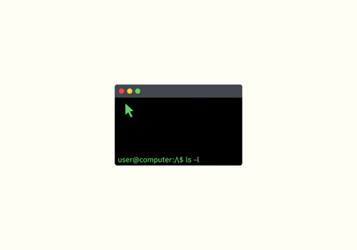 Vector Ilustration Icon Concept Dark terminal window with green cursor and command line prompt.