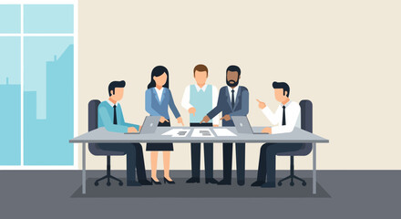 Business Professionals Meeting Around Conference Table.