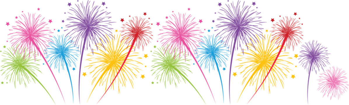 Fireworks background, New Year background with gold fireworks