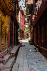 Fototapeta premium street view of kathmandu city, nepal