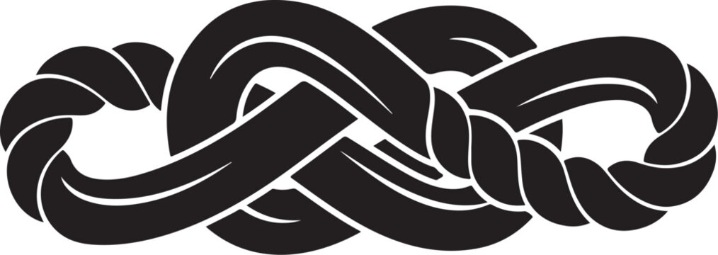 Black and white knot design on plain background image