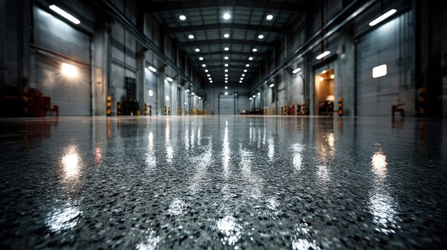Garage floor texture, epoxy coating, grey speckled pattern, industrial clean floor, smooth surface 