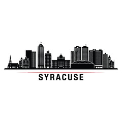Obraz premium Syracuse skyline silhouette with city name displayed in bold lettering