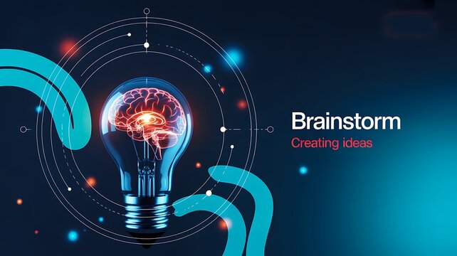Creative brainstorm concept with glowing light bulb

