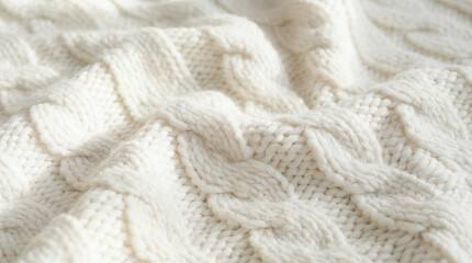 白いケーブルニット毛布の質感クローズアップ背景