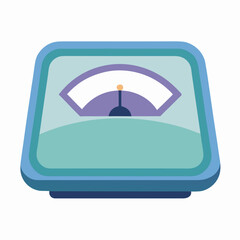 Fototapeta premium Blue bathroom scale with purple and white dial weight scale gauge