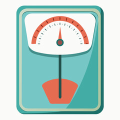 Retro style bathroom scale with orange dial and teal border vintage weight