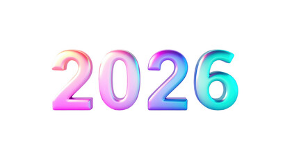 Colorful Gradient Typography of the Year 2026 with a Bright Transparent Background