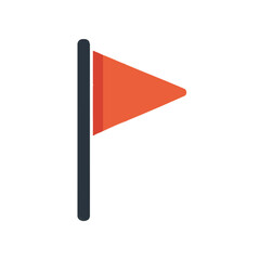 Red Flag Marker Icon. Flat design vector symbol representing location, destination, goal achievement, finish line, or reporting pin for maps and web UI elements.