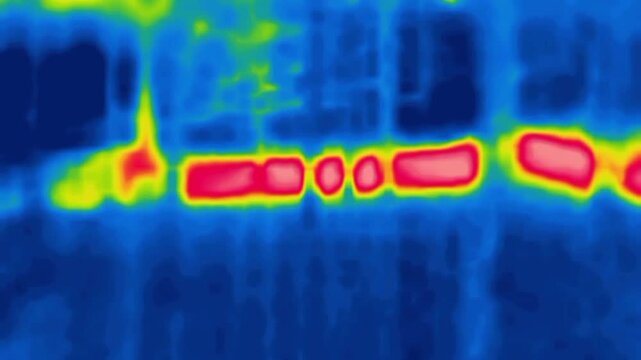 A walk in the tropical park infrared. Image from thermal imager device.