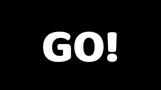 3,2,1 go! countdown text animation in transparent background 3 2 1go! animation in 4K animation