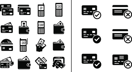 Black and white of payment methods and financial tools