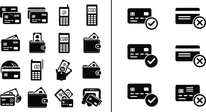 Black and white of payment methods and financial tools